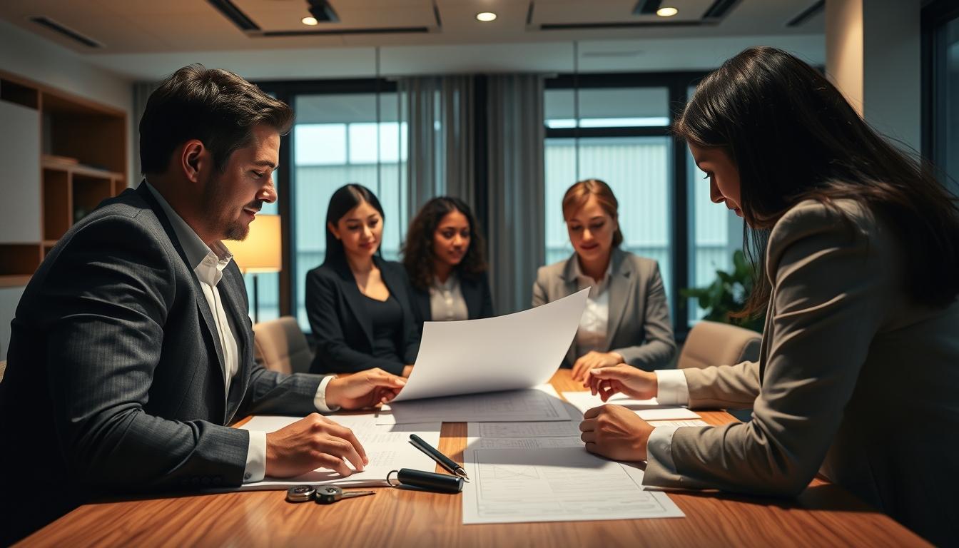 Family reviewing legal documents